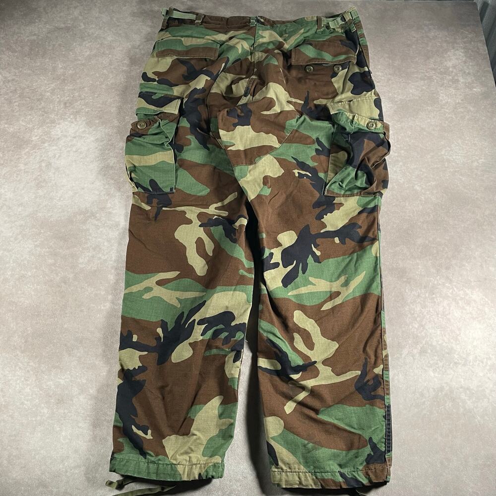 VTG Military Army Woodland Camo Cargo Pants Double Knee 36W 36x30 Outdoor Camp